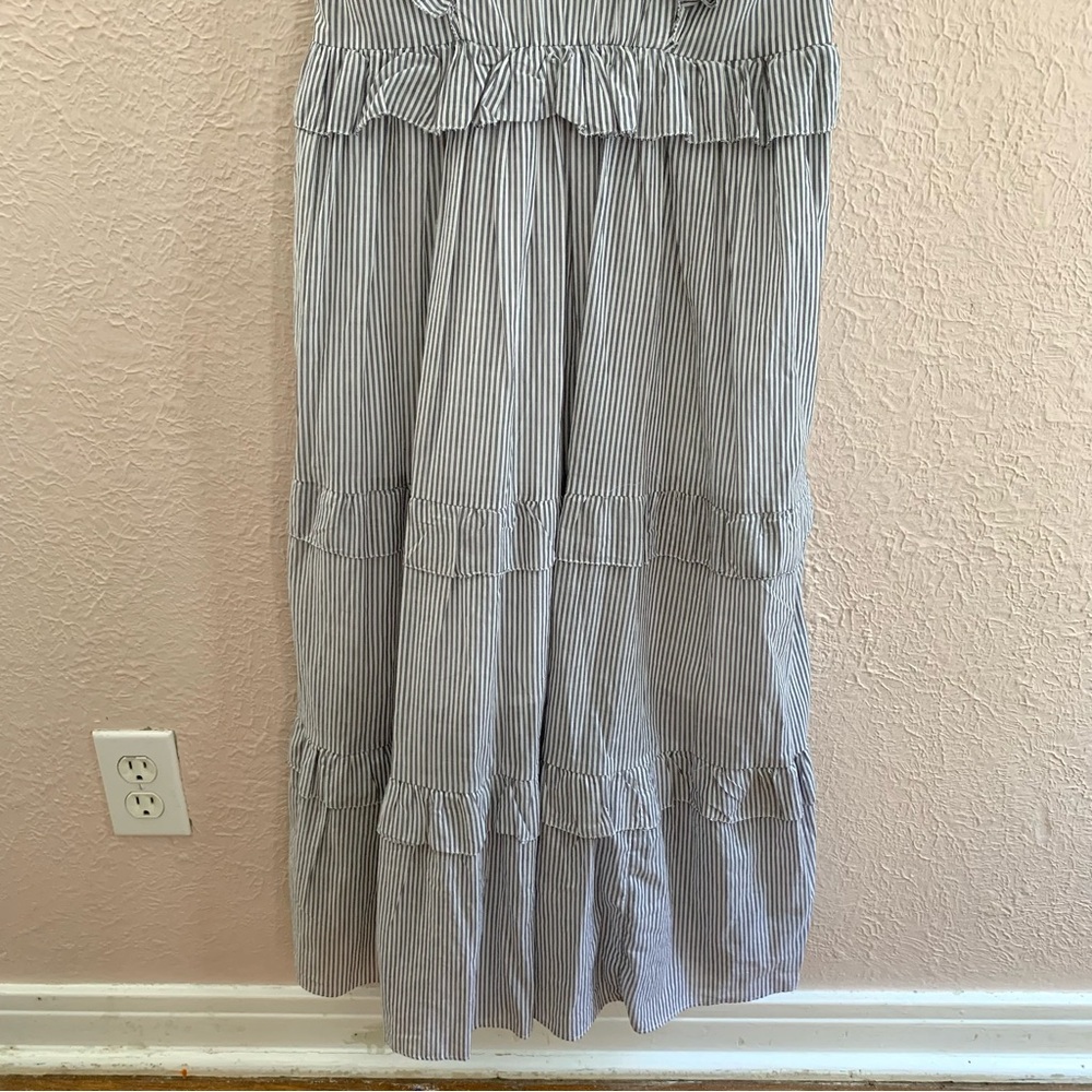 J.Crew Ruffle sleeve cotton voile dress blue stripe - Picture 11 of 12